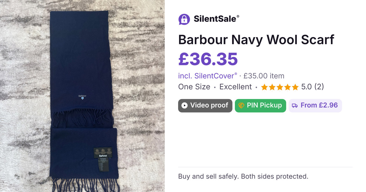 Barbour Navy Wool Scarf