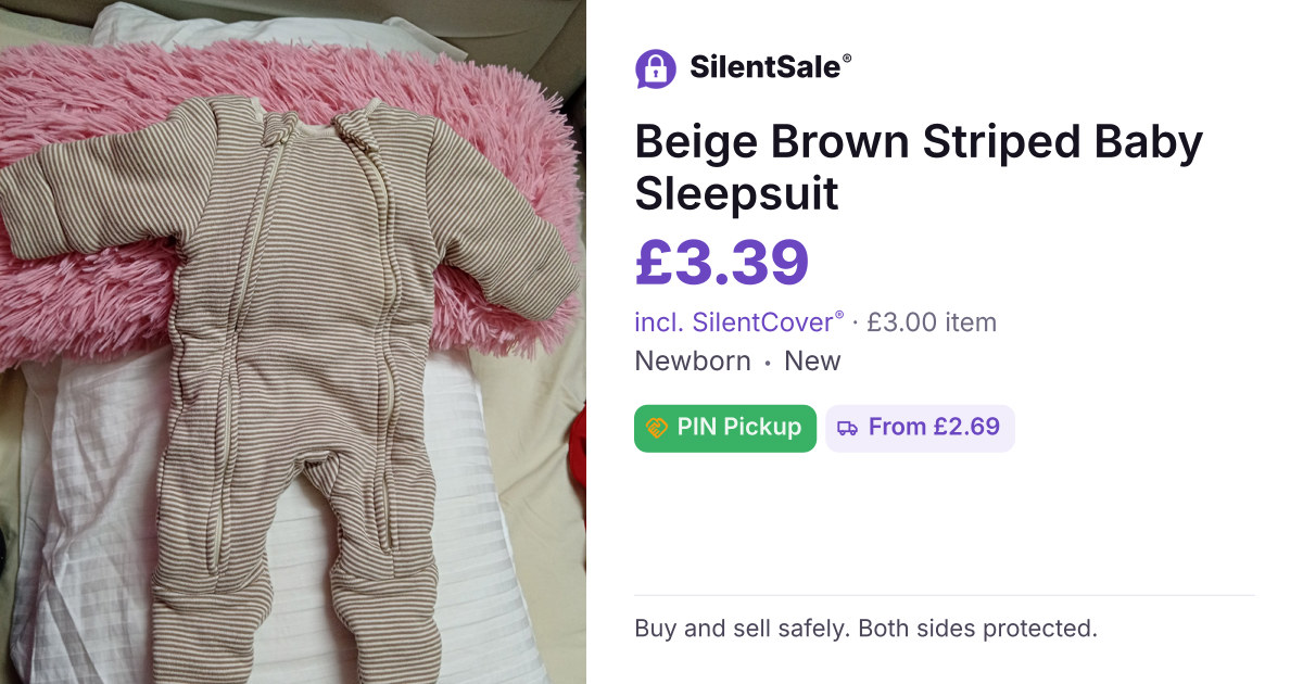 Beige Brown Striped Baby Sleepsuit