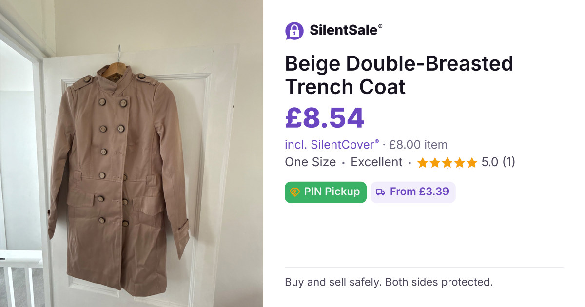 Beige Double-Breasted Trench Coat