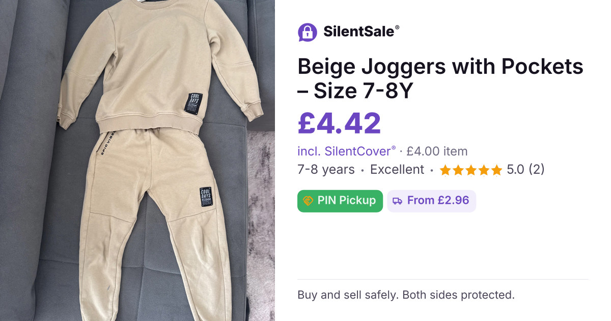 Beige Joggers with Pockets – Size 7-8Y