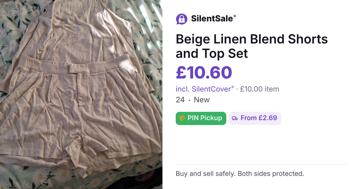 Beige Linen Blend Shorts and Top Set