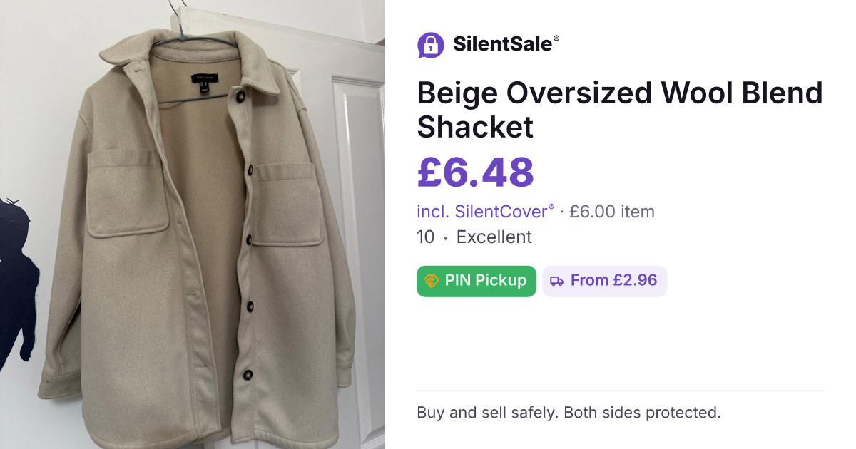 Beige Oversized Wool Blend Shacket