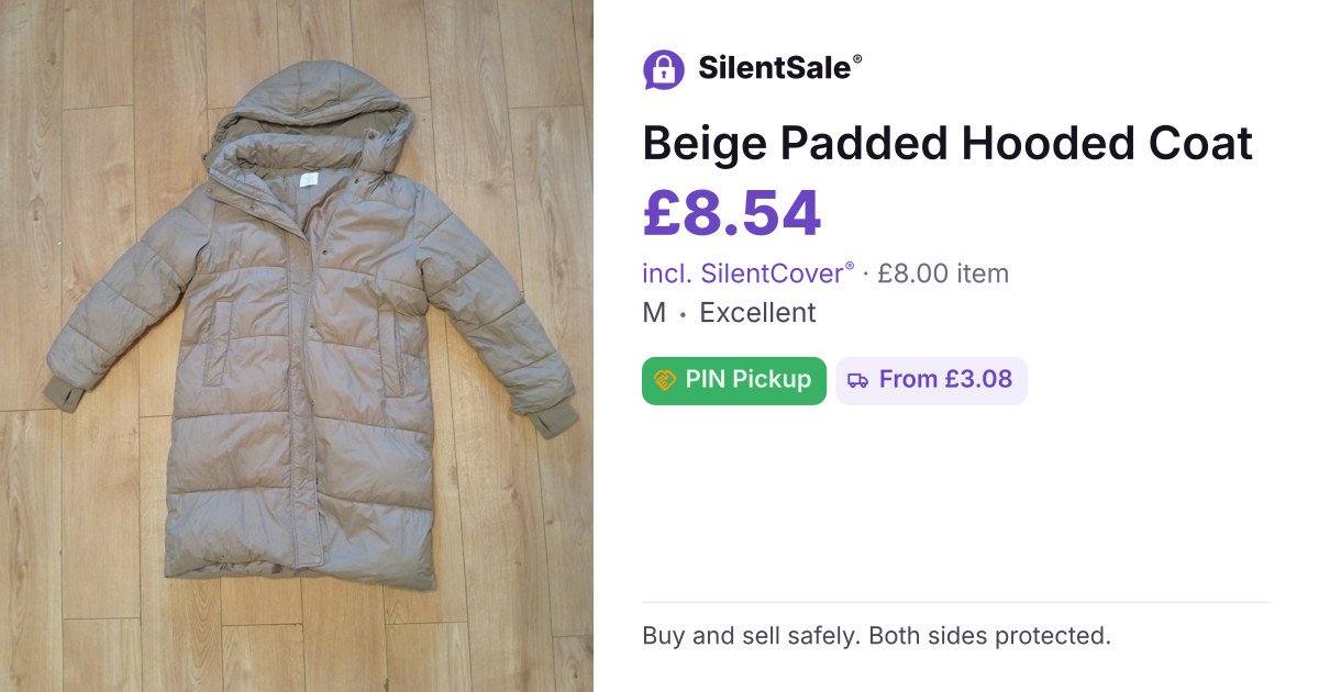 Beige Padded Hooded Coat