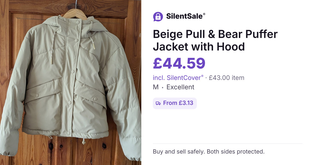 Beige Pull & Bear Puffer Jacket with Hood