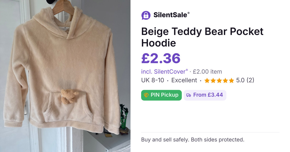 Beige Teddy Bear Pocket Hoodie