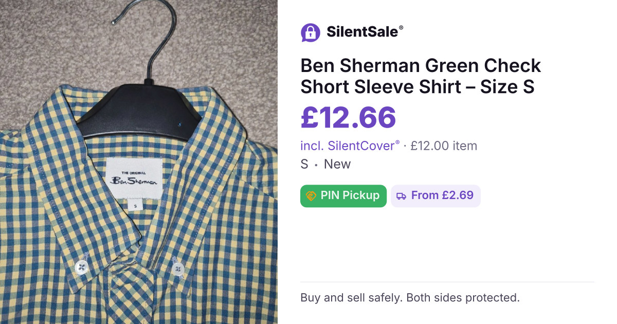 Ben Sherman Green Check Short Sleeve Shirt – Size S
