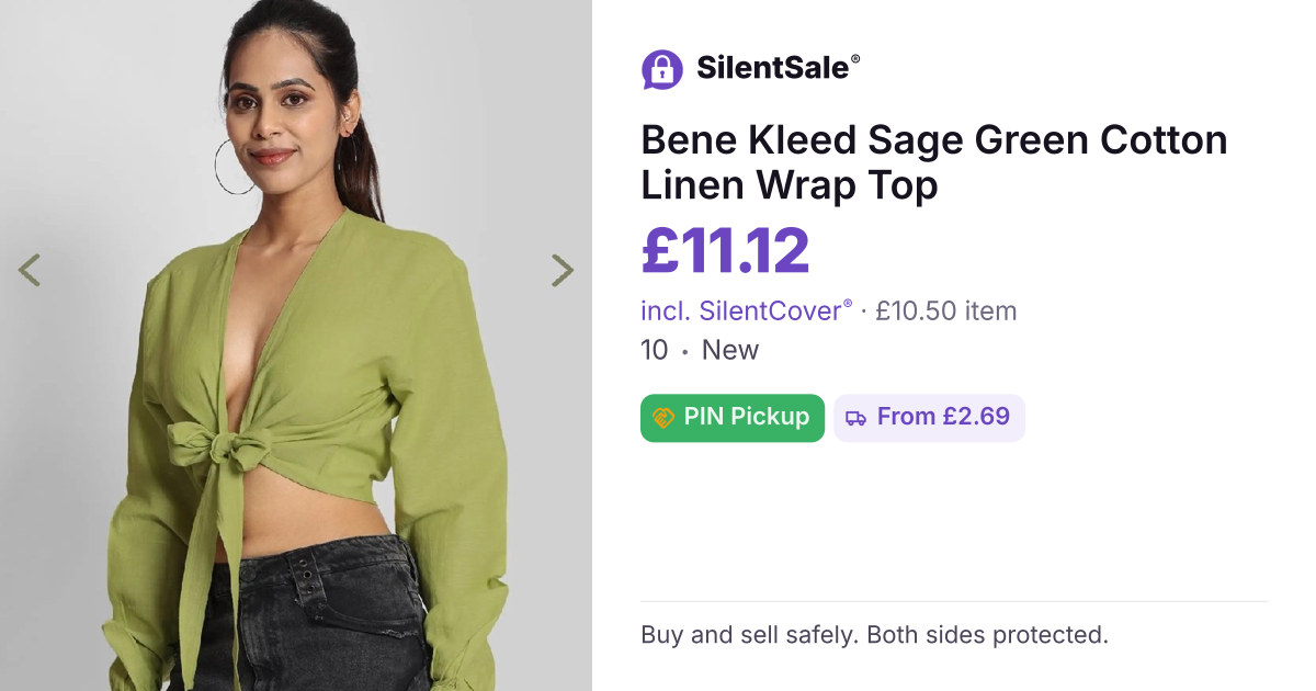 Bene Kleed Sage Green Cotton Linen Wrap Top