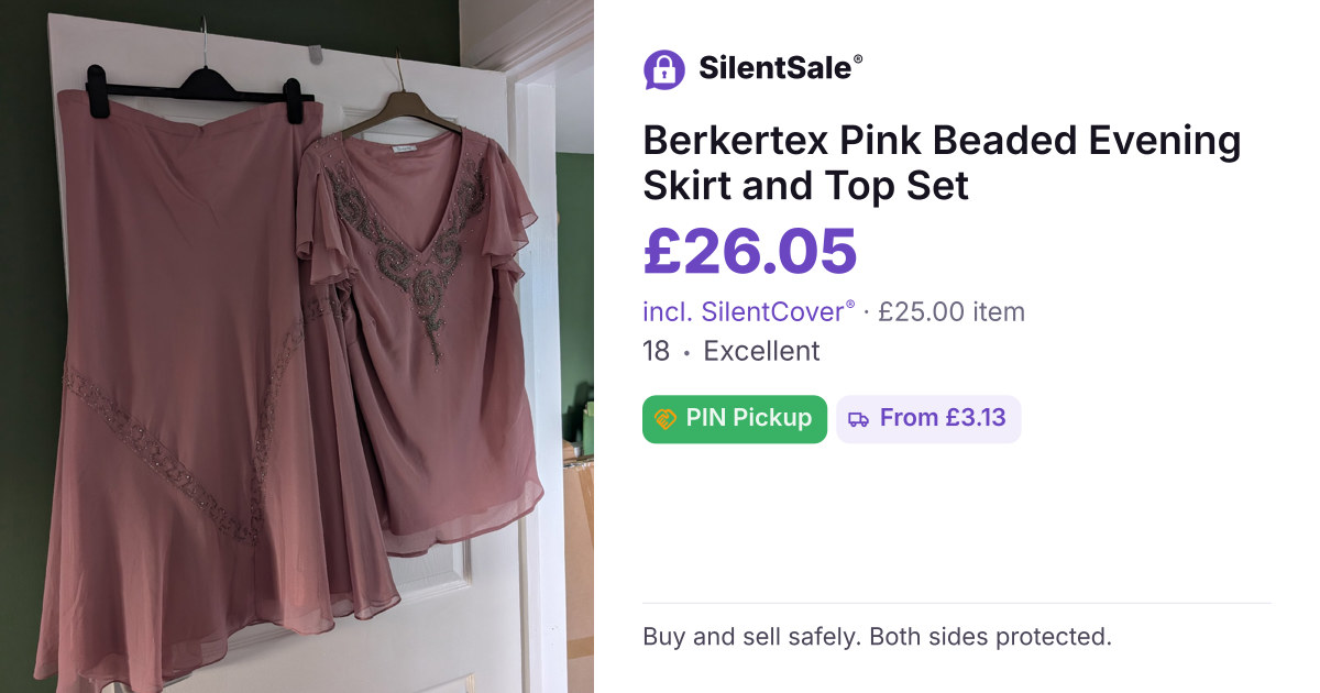 Berkertex Pink Beaded Evening Skirt and Top Set