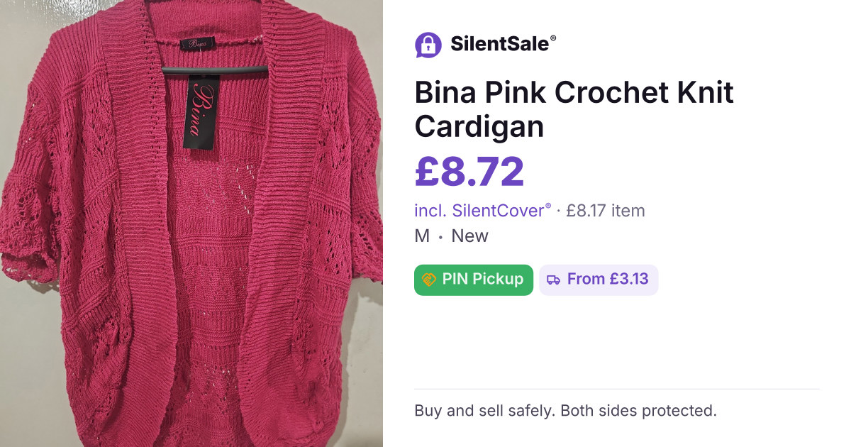 Bina Pink Crochet Knit Cardigan