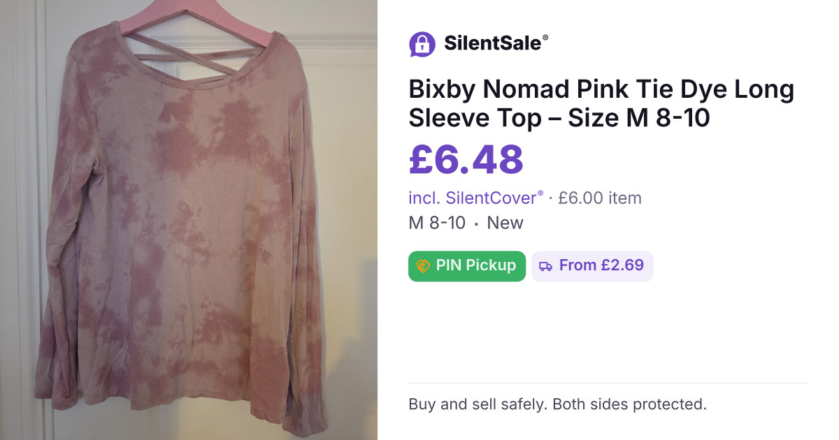 Bixby Nomad Pink Tie Dye Long Sleeve Top – Size M 8-10