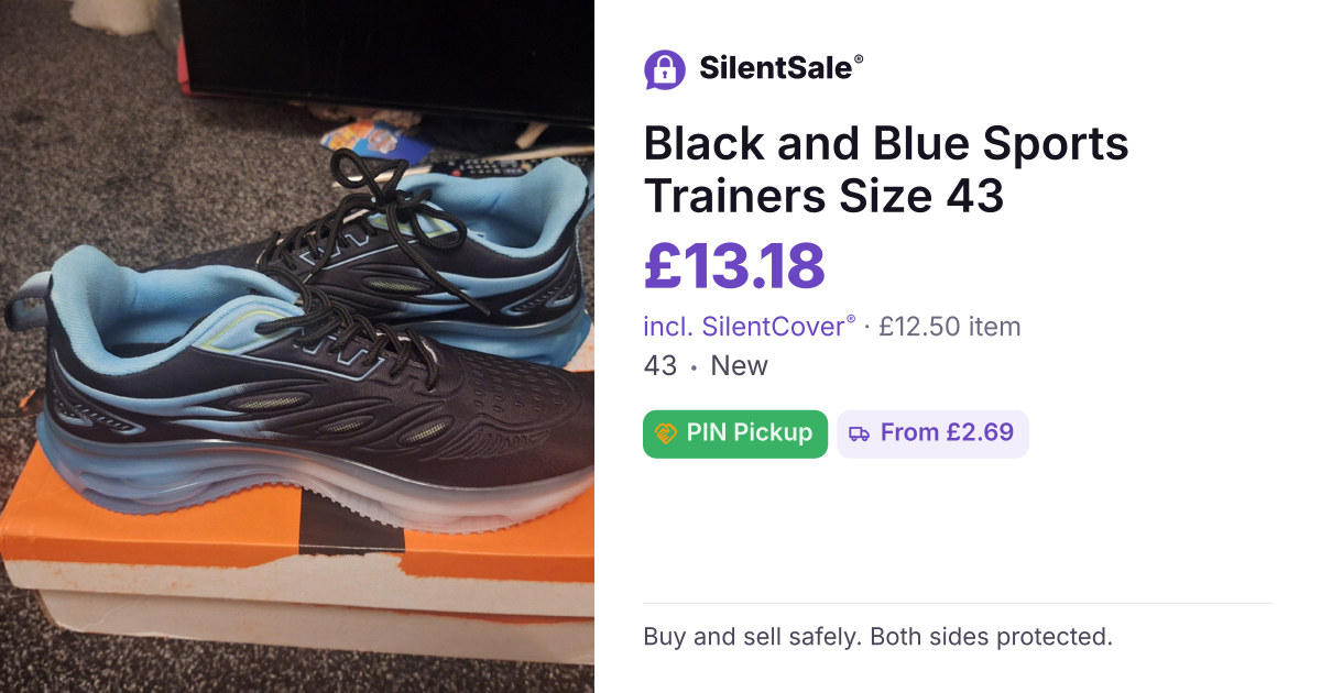Black and Blue Sports Trainers Size 43