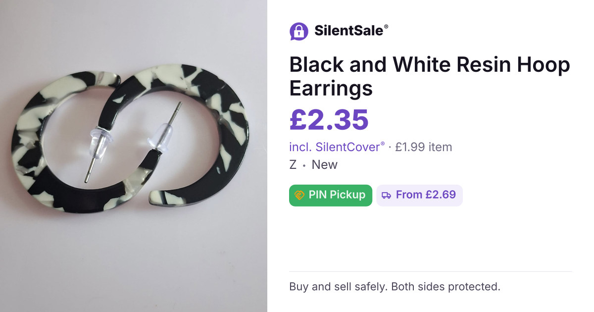 Black and White Resin Hoop Earrings
