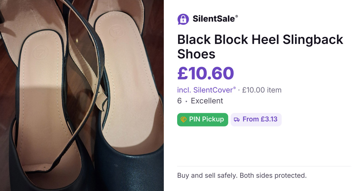 Black Block Heel Slingback Shoes