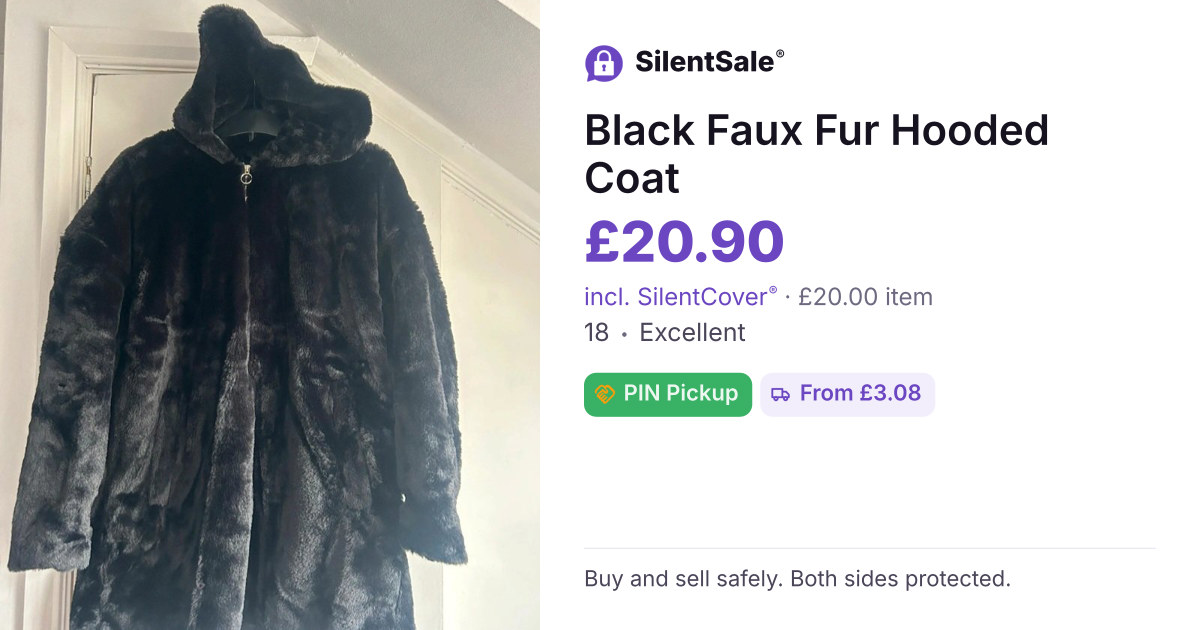 Black Faux Fur Hooded Coat
