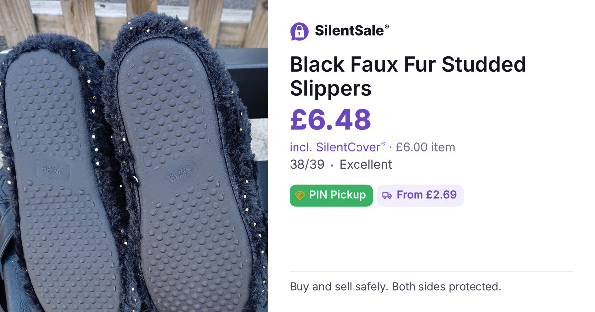 Black Faux Fur Studded Slippers