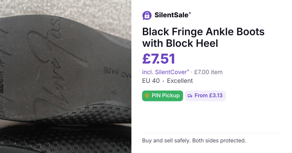 Black Fringe Ankle Boots with Block Heel