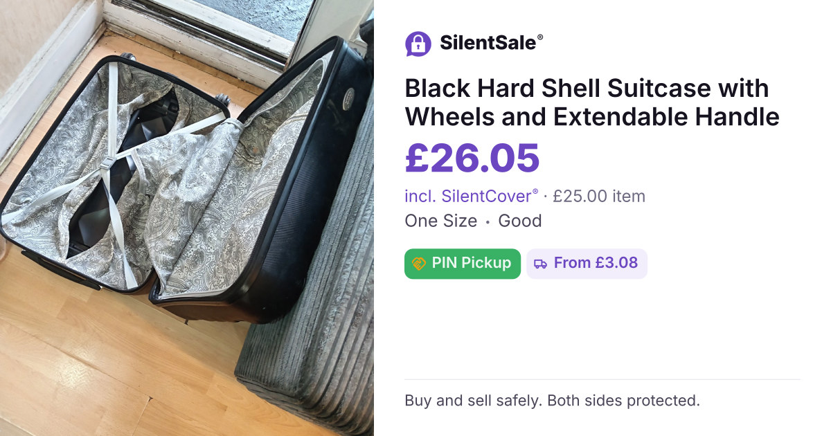 Black Hard Shell Suitcase with Wheels and Extendable Handle