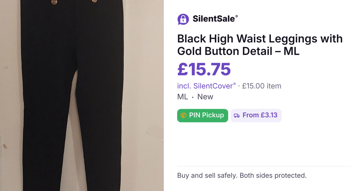 Black High Waist Leggings with Gold Button Detail – ML