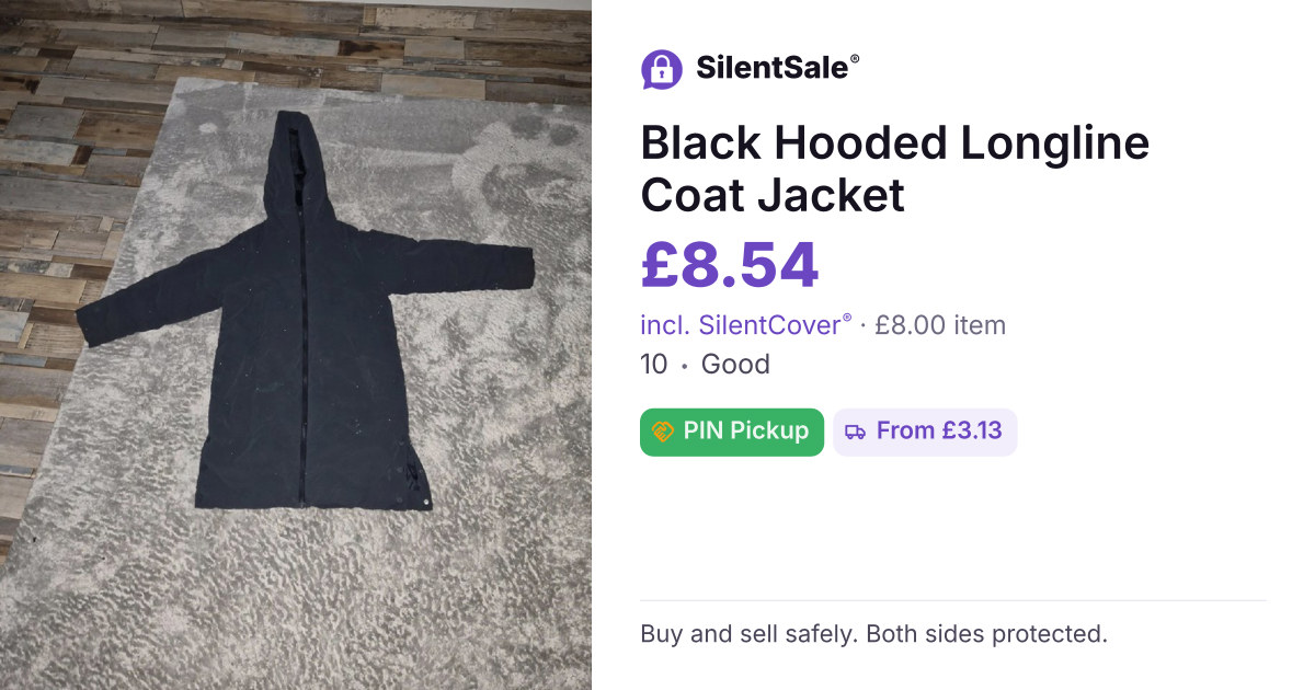 Black Hooded Longline Coat Jacket