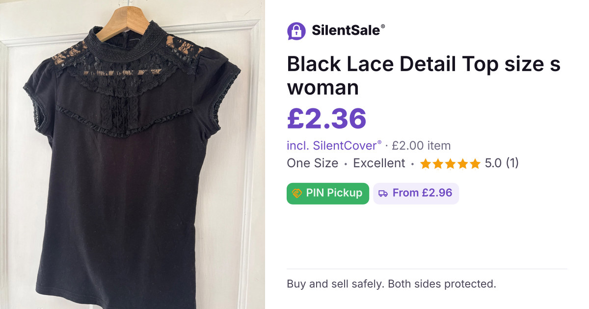 Black Lace Detail Top size s woman 