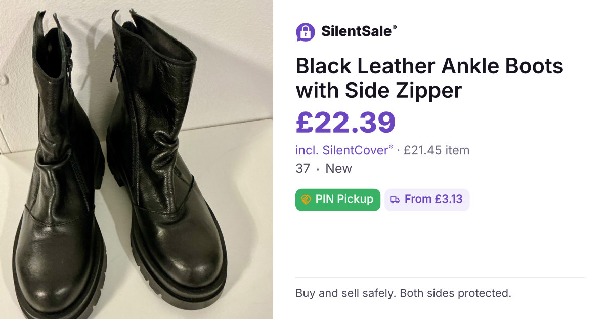 Black Leather Ankle Boots with Side Zipper