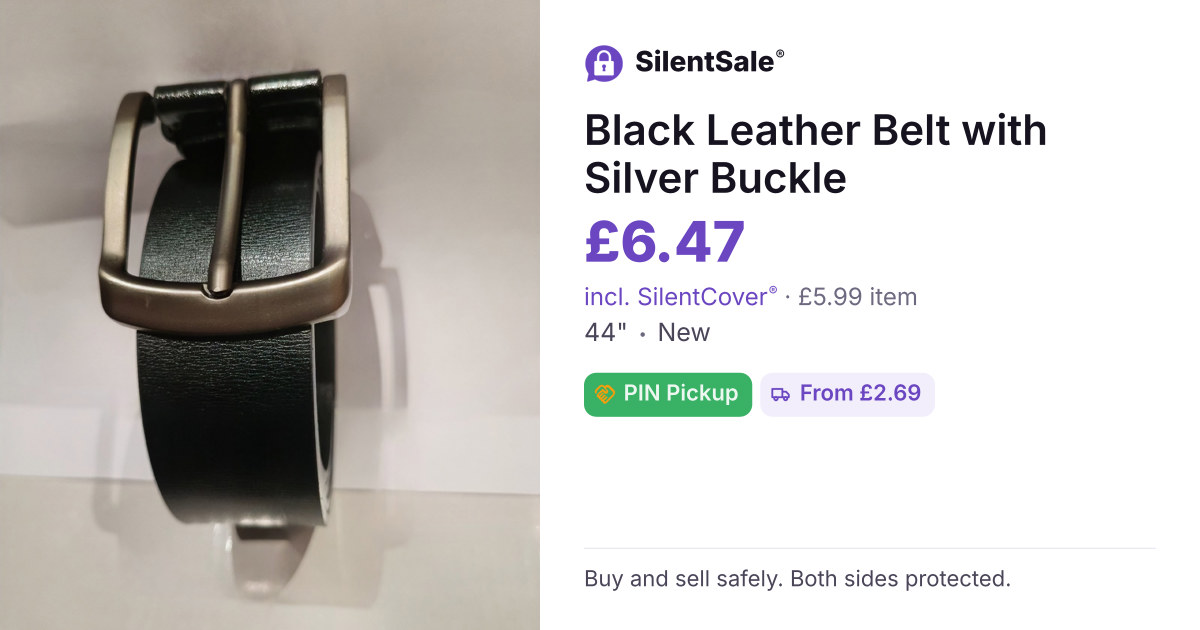 Black Leather Belt with Silver Buckle