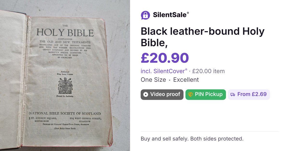 Black leather-bound Holy Bible,