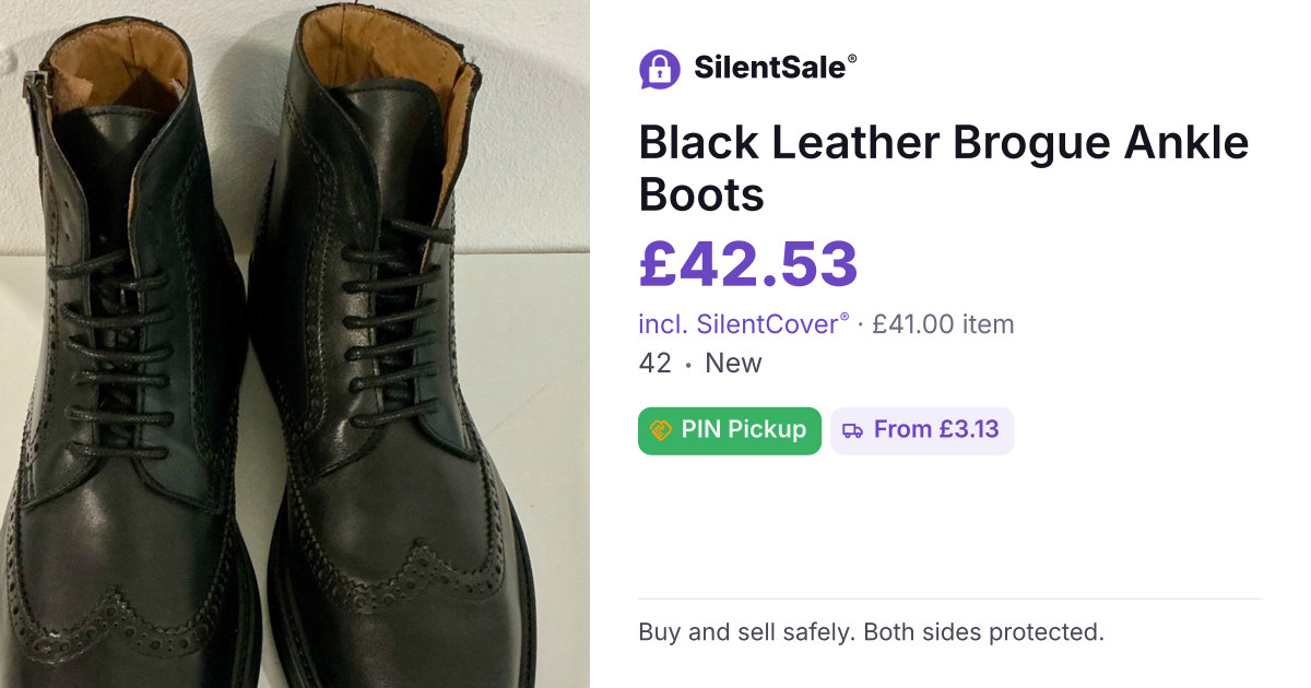 Black Leather Brogue Ankle Boots