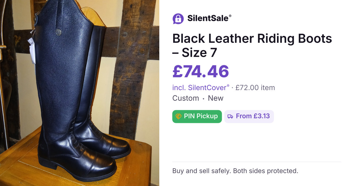 Black Leather Riding Boots – Size 7