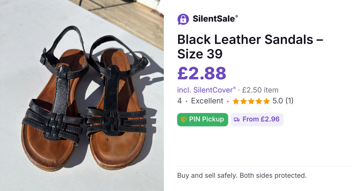 Black Leather Sandals – Size 39
