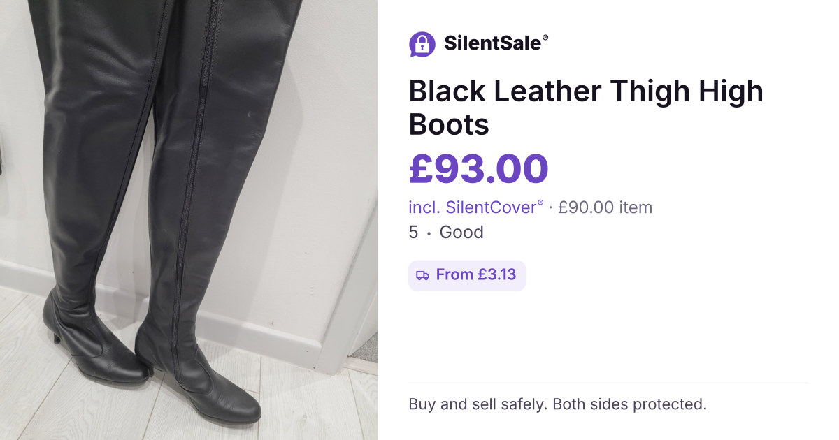 Black Leather Thigh High Boots