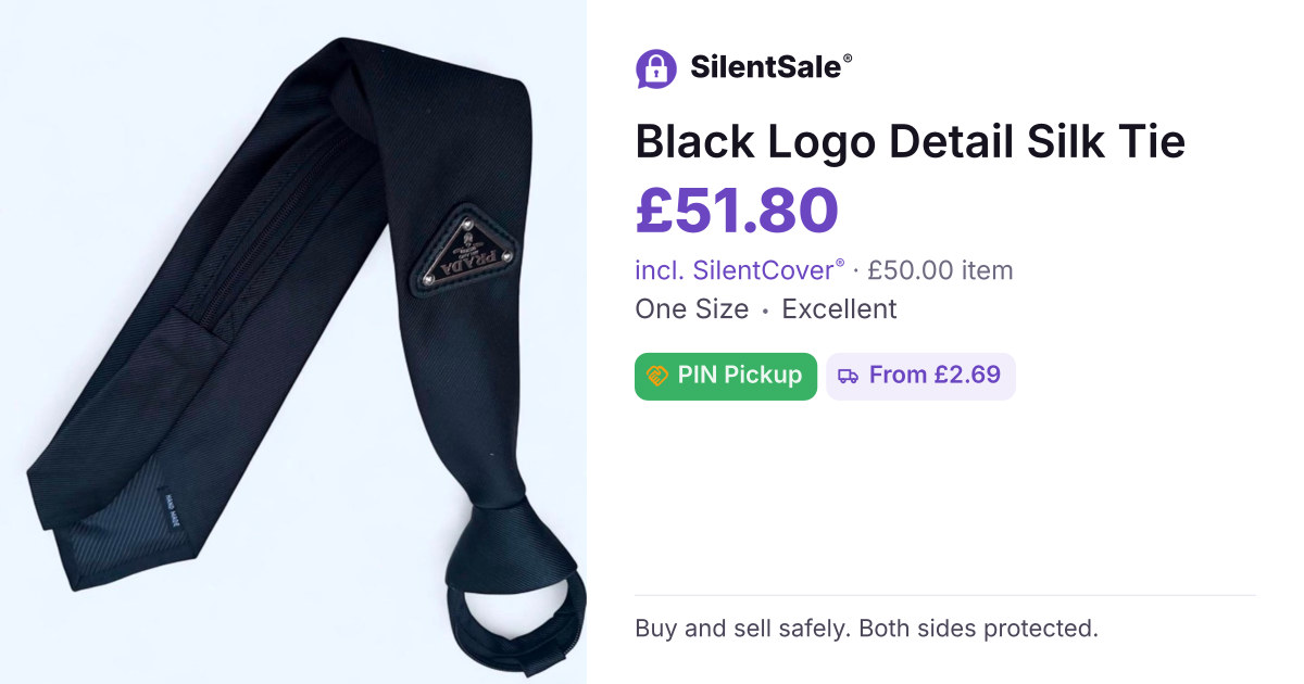  Black Logo Detail Silk Tie
