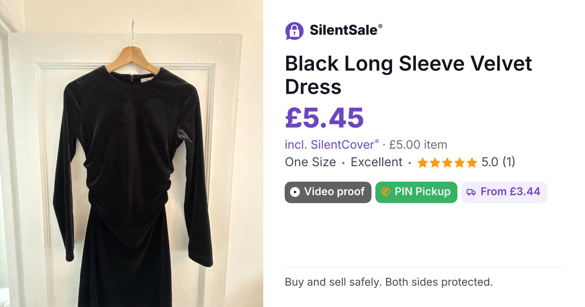 Black Long Sleeve Velvet Dress