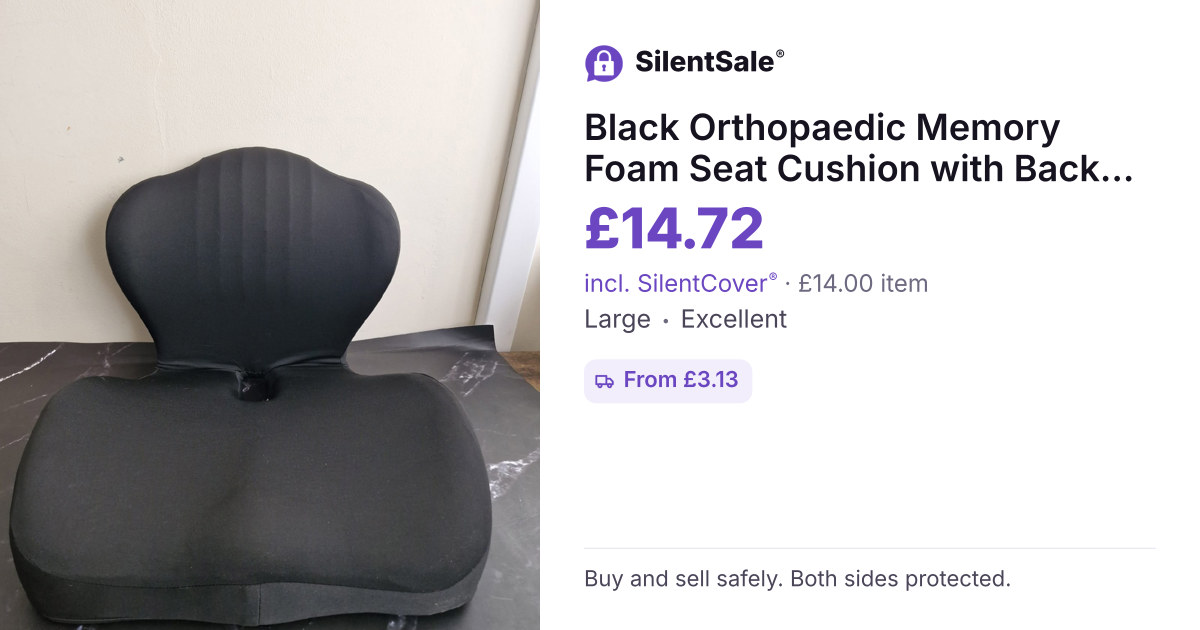 Black Orthopaedic Memory Foam Seat Cushion with Back Support
