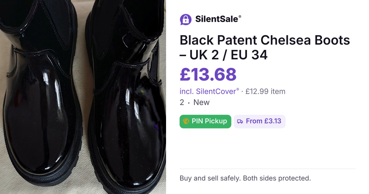Black Patent Chelsea Boots – UK 2 / EU 34