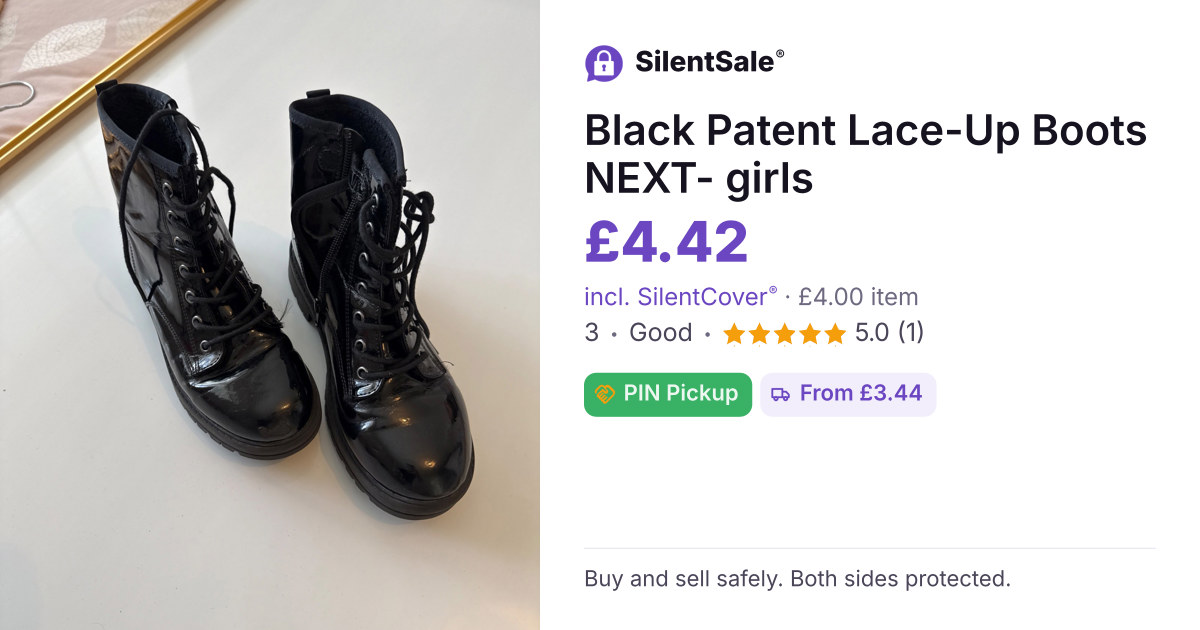 Black Patent Lace-Up Boots NEXT- girls