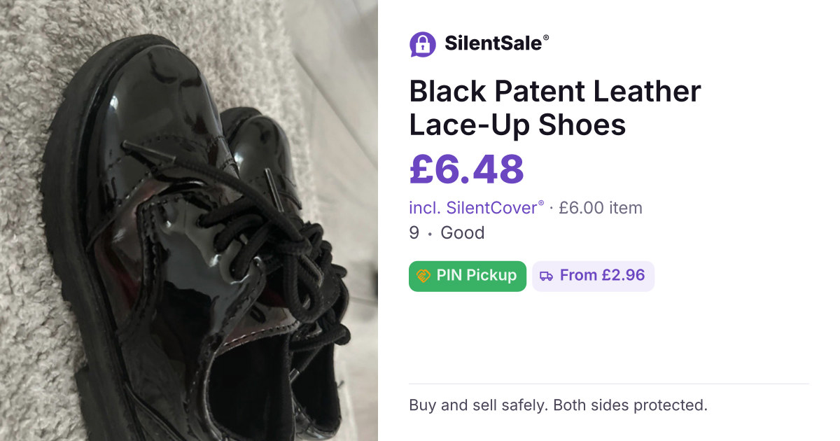 Black Patent Leather Lace-Up Shoes