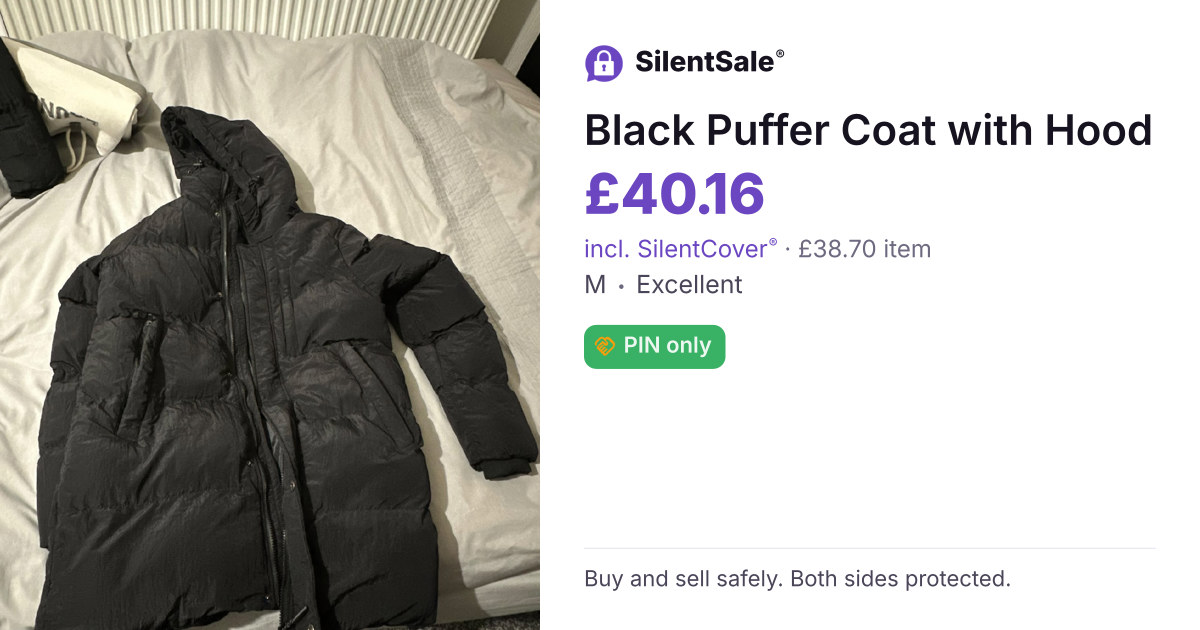Black Puffer Coat with Hood