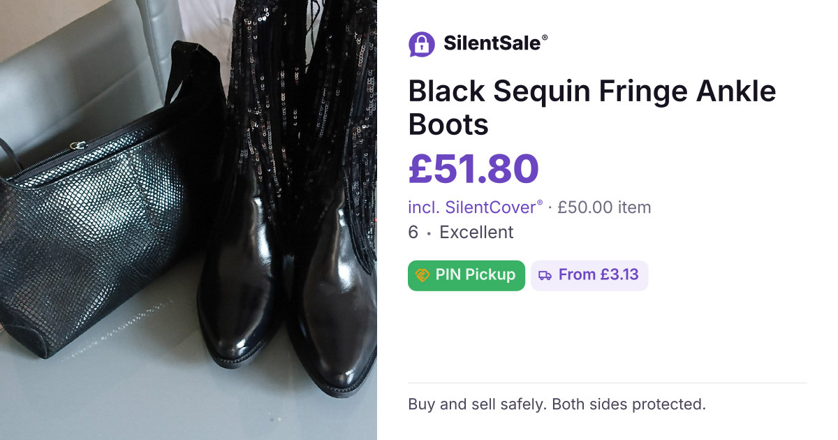Black Sequin Fringe Ankle Boots