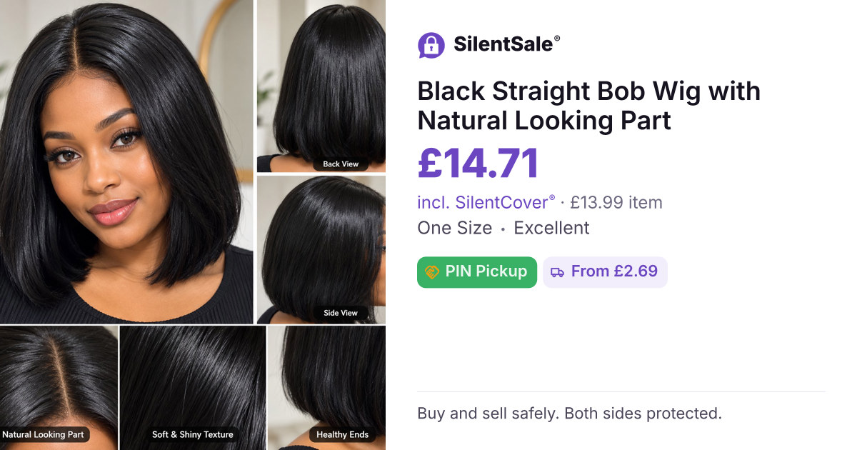 Black Straight Bob Wig with Natural Looking Part