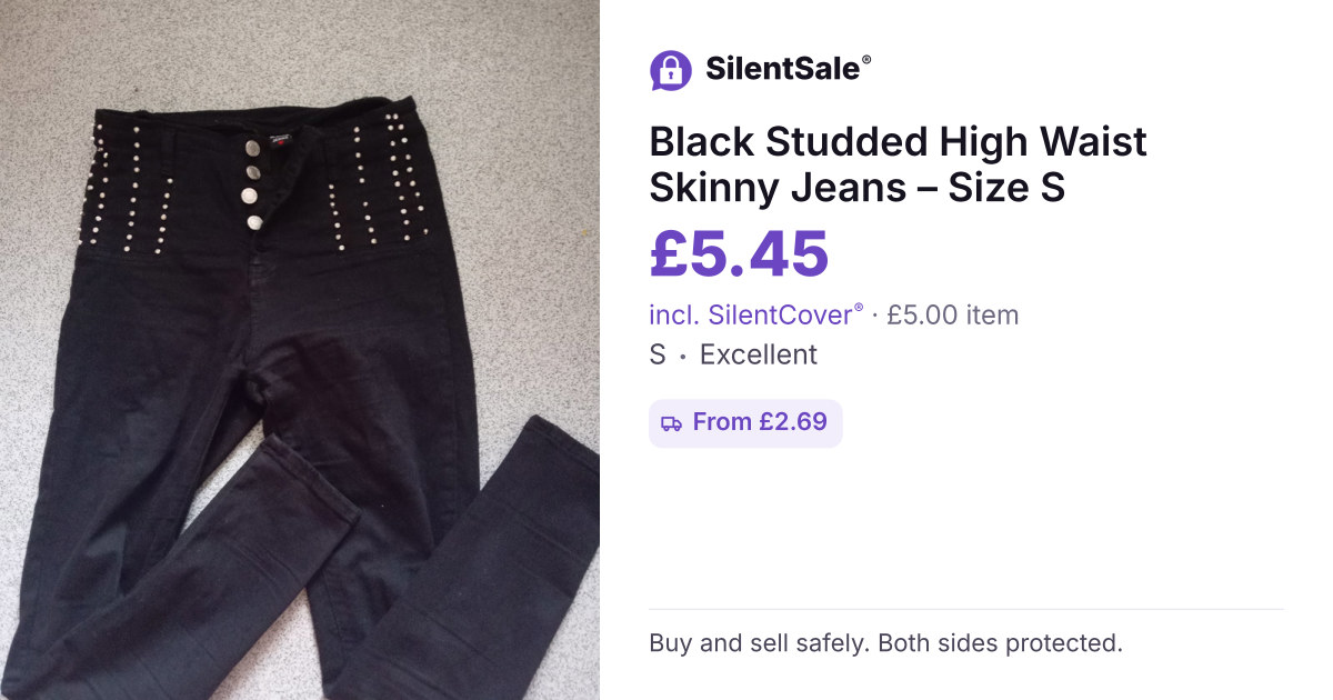 Black Studded High Waist Skinny Jeans – Size S