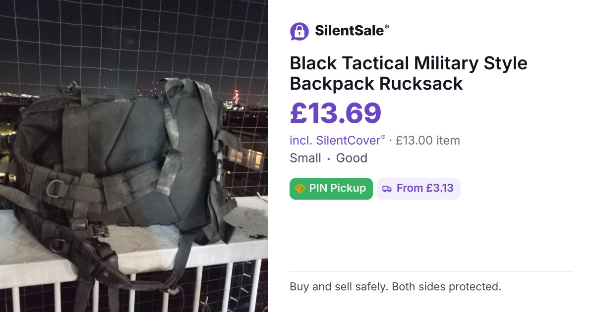 Black Tactical Military Style Backpack Rucksack