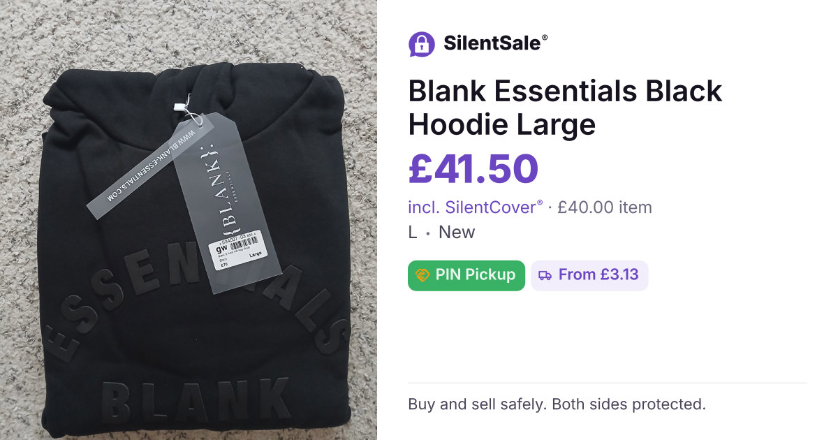 Blank Essentials Black Hoodie Large