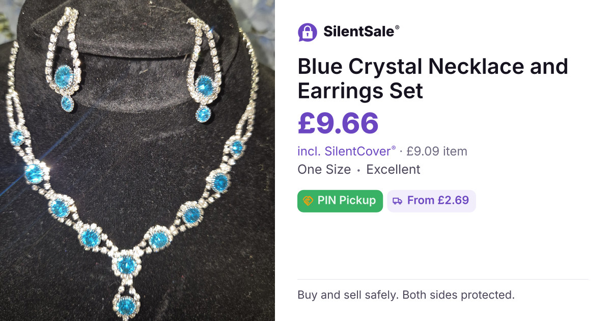 Blue Crystal Necklace and Earrings Set