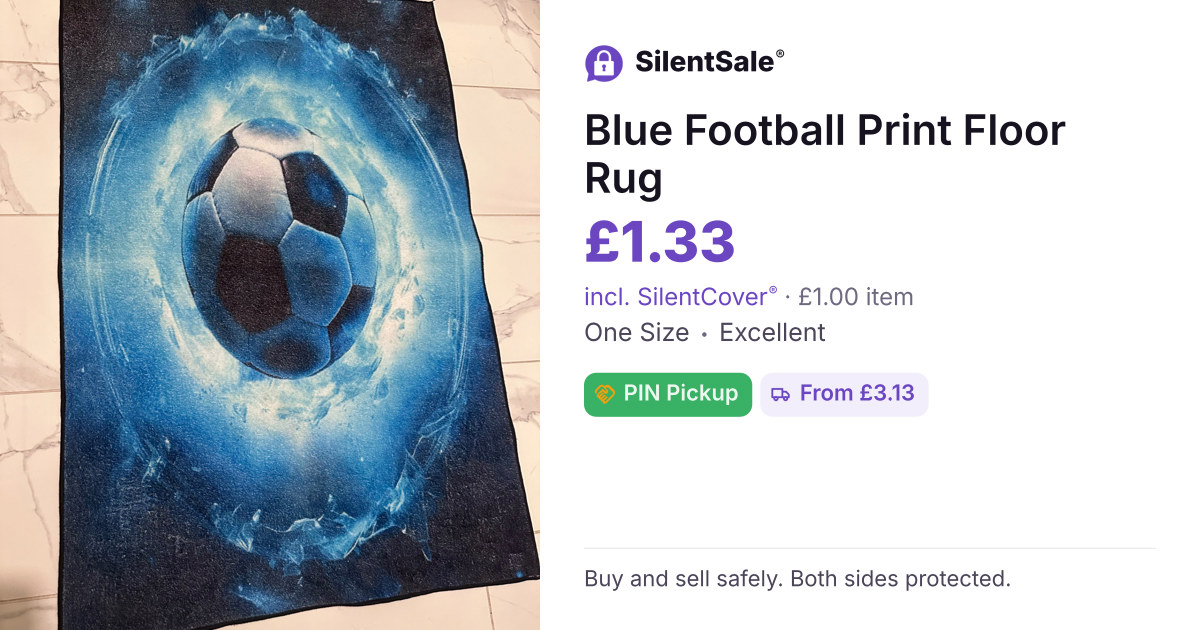 Blue Football Print Floor Rug