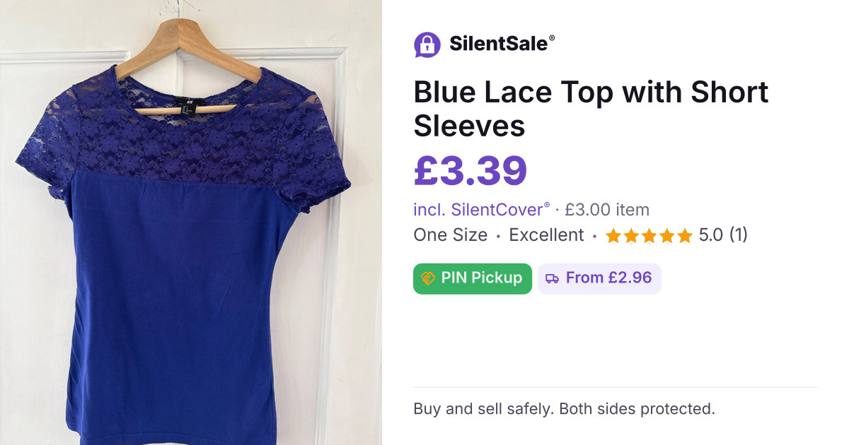 Blue Lace Top with Short Sleeves