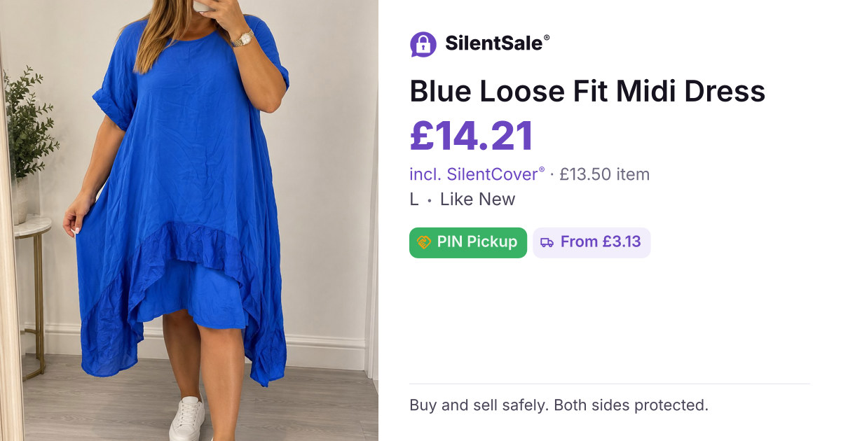 Blue Loose Fit Midi Dress