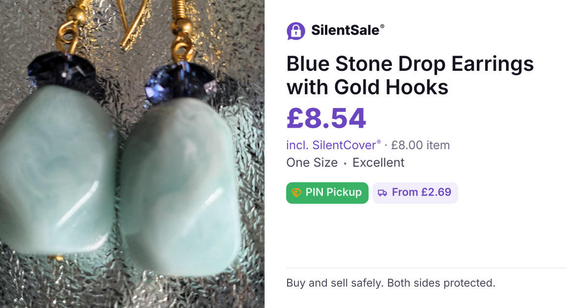 Blue Stone Drop Earrings with Gold Hooks
