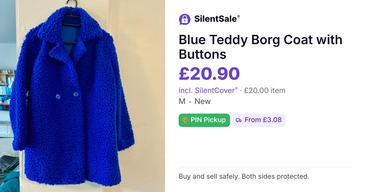 Blue Teddy Borg Coat with Buttons