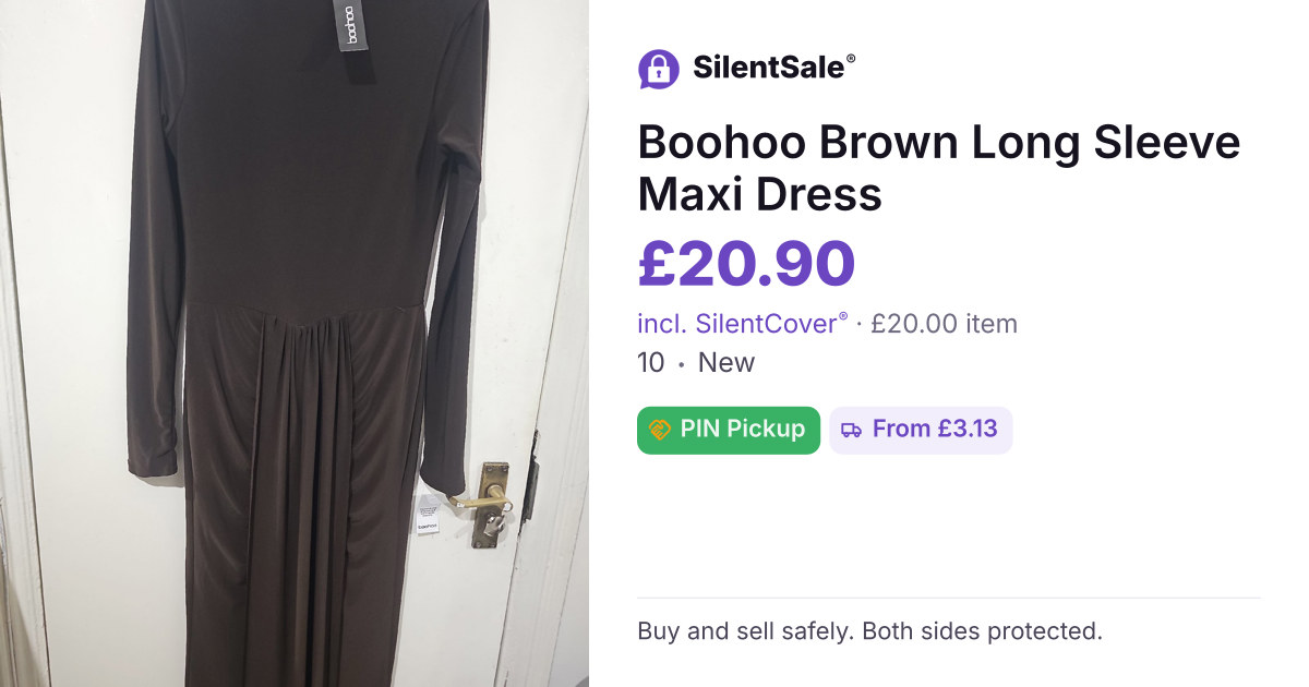 Boohoo Brown Long Sleeve Maxi Dress